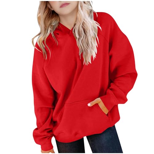 Hoodies For Teen Girls Long Sleeve Oversized Tops Fall Pullover Sweatshirt 5-15 Years Kids Solid Color Clothes