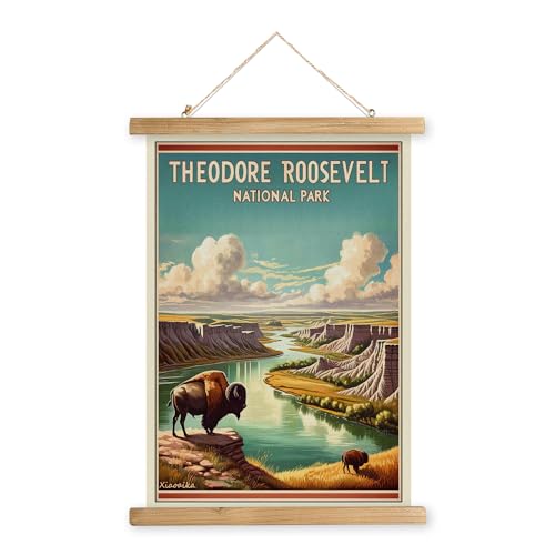 Theodore Roosevelt National Park Wall Art, Vintage North Dakota Poster