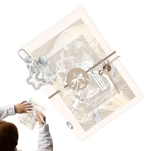 Binder Journal - 9x13x3cm M5 5-Ring Loose Leaf Refillable Notebook Transparent Tri Fold Cute Spiral Binder Journal With 50 Sheet