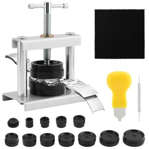 Tongdejing Watch Press Tool Set, Watch Battery Replacement Tool Kit, Watch Back Case Closer for Closing the Watch Cover for Watch Repair Kits with 16 to 50mm Circular Dials(silver)