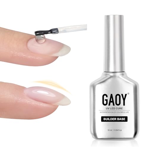 GAOY 16ml Clear Builder Base for Gel Polish, Rubber Base Gel, Nail Strengthener for Natural Nails,...