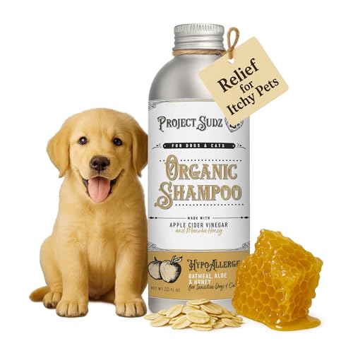 Project Sudz Hypoallergenic | Oatmeal & Honey Liquid Dog Shampoo| Extra Gentle for Even Puppies| Unscented