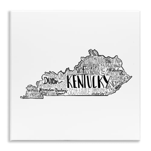 Kentucky State Shape, 12 x 12 Inch Mounted Print on Wall Plaque