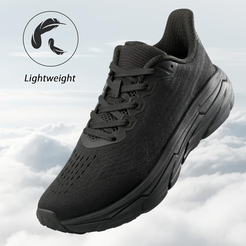 Image of Men's Slip on Walking Sneakers - Lightweight Running Shoes - Cushioned Comfort for Gym, Training, Tennis, Workout - Athletic Fashion - Black /Beige Size 6.5-13