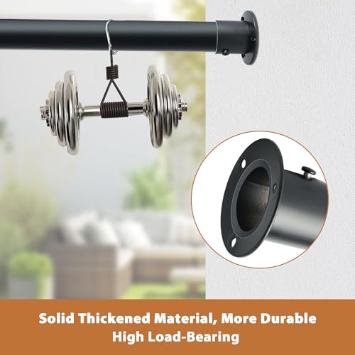 Mooche Edelstahl-Flanschhalterung für Kleiderschrank-Kleiderstange mit verstellbarer Schraube, Endhalterung, Vorhangstangen-Endhalterung, Durchmesser 32 mm, Schwarz