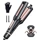 4 In 1 Einstellbar Welleneisen für Haare - 22/25/32/38mm Lockenstab für Beach Waves/Natürlich Wellen/Wasserwellen/Mermaid Waves, 3 Fässer Welleneisen, Anzeige, 4 Temperaturen(140-210°C), Rose Gold
