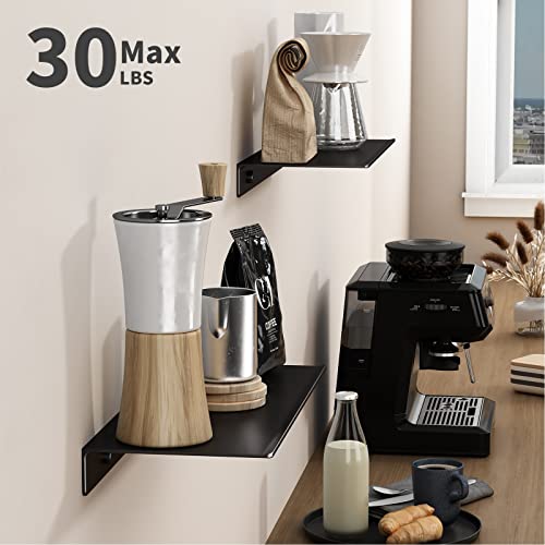 Black Floating Shelves For Wall Storage, Metal Wall Shelves For Living Room, Bathroom, Kitchen, 12” Small Display Shelves For Collectibles(2 Pcs) #TOP3