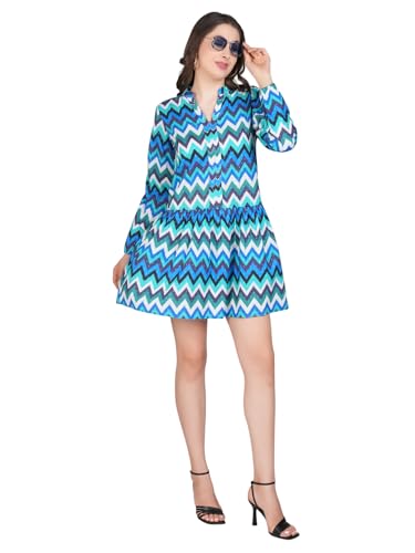 Robe d'été bleu turquoise fluide à manches longues pour masquer les bras avec style - 2