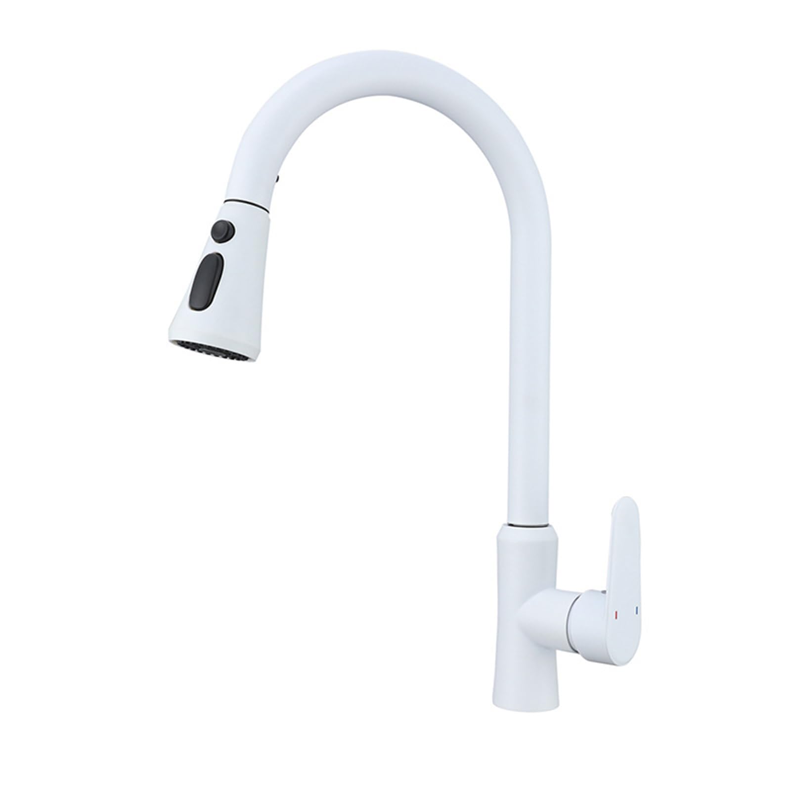 Robinet mitigeur cuisine blanc douchette extractible rotatif acier inox évier eau chaude froide