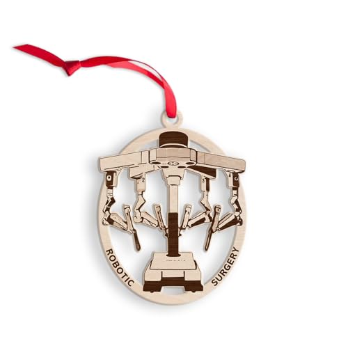Wooden Robotic Surgery Christmas Ornament, Robotic Arm Ornaments for Xmas Tree Decor, Medical Robot Keepsake Gifts for Orthopedic Surgeons, Neurosurgeons, Surgical Techs, Doctors, Surgical Assistants