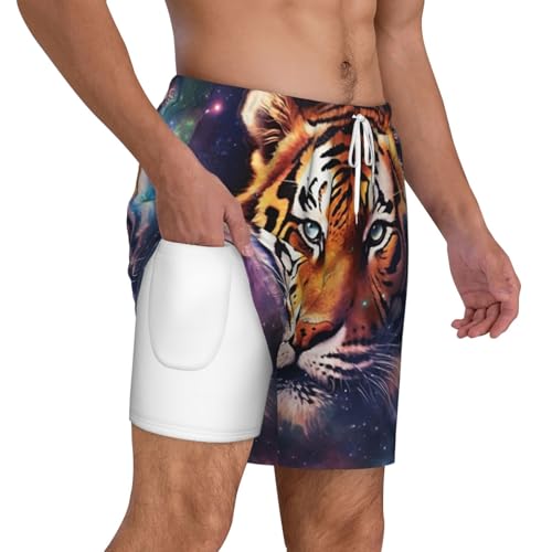 Men's Swim Trunks Quick Dry Board Shorts Galaxy Tiger Beach Shorts with Pocket Bathing Suits for Men2