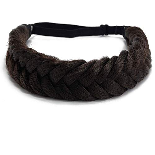 TOECWEGR Braided Headband Fishtail Hair Braid Curly Hairpiece Classic Chunky Wide Plaited Braids Elastic Synthetic Headband Ladies Beauty Accessories