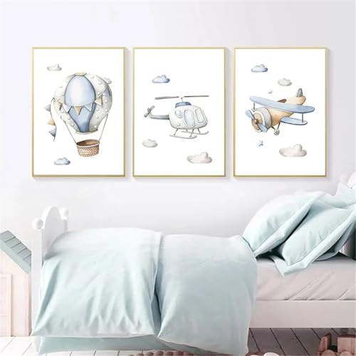 Impression artistique hélicoptère dessin animé pour mur enfant