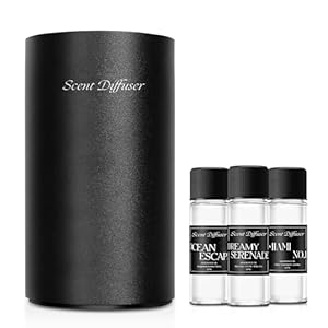 Waterless Essential Oil Diffuser Starter Kit – No Water Needed, Battery Operated Mini Scent Air Machine, Included 3x20ML Essential Oils, Portable Aromatherapy Diffuser for Home & Car & Office, Black