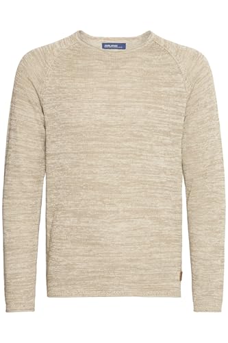 Preisvergleich Produktbild Blend BHDan Herren Strickpullover Feinstrick Pullover mit Rundhalsausschnitt Baumwollmischung Label-Patch Regular fit, Größe:L, Farbe:Bone White (70016)