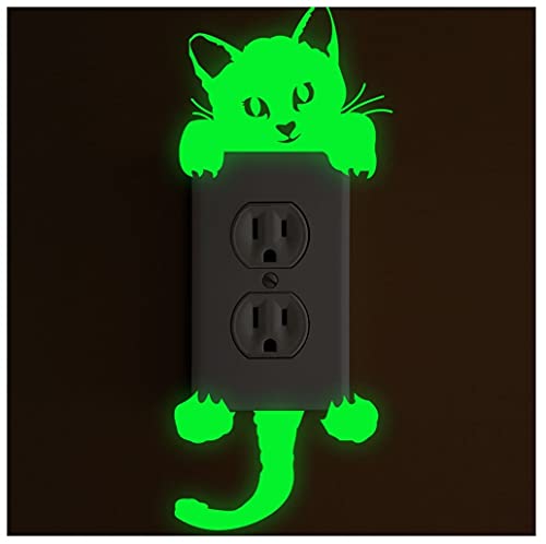Cute Cat Glow in The Dark Wall Stickers,Luminous Switch Sticker,Cartoon Cat Dog PVC Wall Stickers for Kids and Adult Nursery Bedroom Living Room