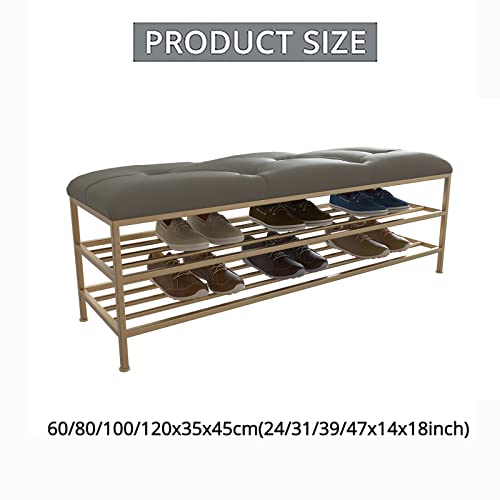 Banc d'entrée avec étagère à chaussures en similicuir noir - 6