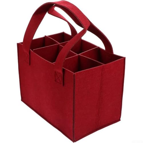 HavenDomicile Sac de rangement en feutre pour 6 bouteilles de vin avec compartiments réglables, Voir image, 1*red