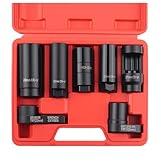 7PCS Sensor Socket Set,Heavy Duty Oil Pressure Sensor Socket 22mm 27mm 29mm,Side-Cut Access Automotive Tools for Removing & Install Sensors