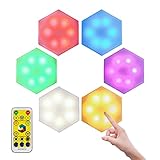 hexagon light pendant 🌈 ☀Cambio de colores RGBW: luz blanca + modos de luz RGB para luces de gabinete, a saber, rojo, verde, azul y varios colores mezclados. O controle por control remoto para encender / apagar, ajustar el brillo, cambiar 16 colores. Configuración de 3 modos de efectos de luz diferentes (flash, estroboscópico, suave).