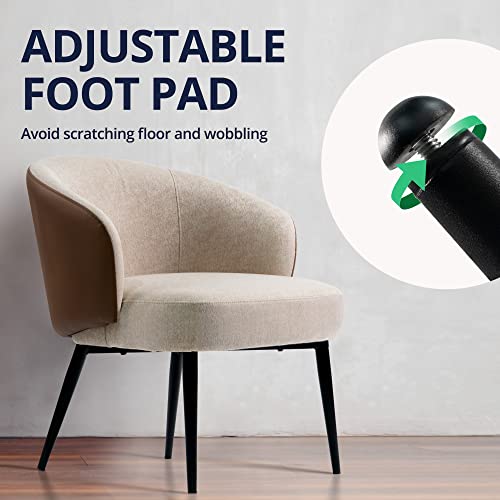 Cozy Castle Fabric Accent Barrel Chair, Modern Comfy Sofa Chair With Adjustable Food Pads, Upholstered Armchair For Living Room, Bedroom, Studio, Beige #TOP3