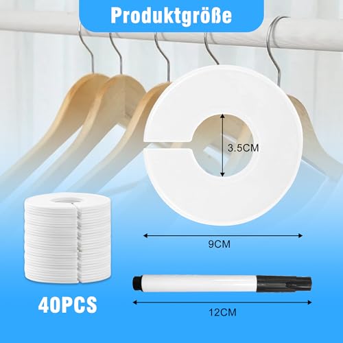 40 Stück Kleiderständer Größen Teiler：Baby Kleidung Trenner Größenringe für Kleiderständer Größentrenner Markierstift Kann in Kleiderschränken Einkaufszentren Bekleidungsgeschäften Verwendet Werden