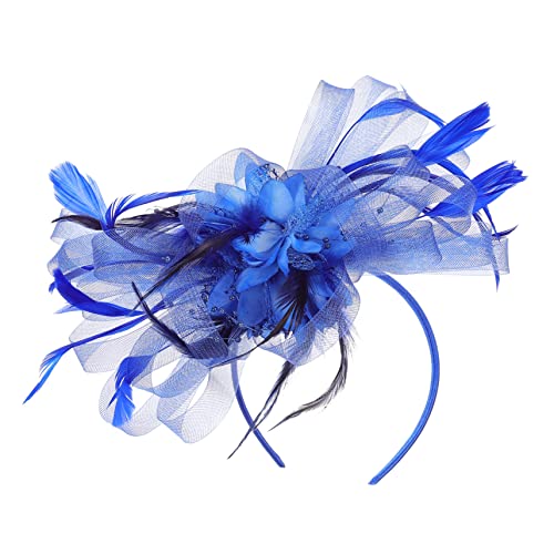 NOLITOY 1�� �t�F�U�[�n�b�g�o���b�^ hair clip hair pin gauze party ���� �u���C�_���w�b�h�h���X �X�q �w�A�[�N���b�v ���񂴂� ���b�V�� Blue