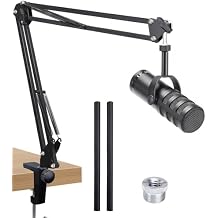 SUNMON Samson Q9U Mic Boom Arm - Compatible with Samson Mic, Includes 3/8" to 5/8" Screw Adapter Clip and Cable Sleeve