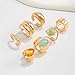 PLOUTOS Chunky Gold stone Ring Set for Women Adjustable Mixed Stone Design with Aqua Blue stone Amber Cabochons Bold Statement Fashion Jewelry Gift (Gold set7)