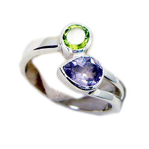 Bague en argent améthyste et péridot pour femme fille bague croisée toutes tailles
