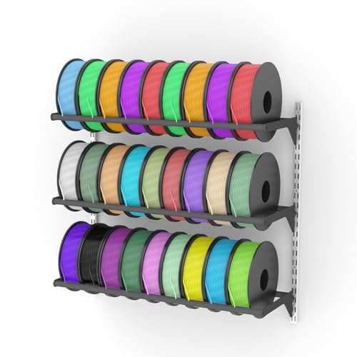 BCZAMD 3 niveles impresora 3D montaje en pared estante de almacenamiento de filamentos: organizador de metal resistente sin ruedas para imprimir estudio oficina taller tienda de filamentos bobina ABS