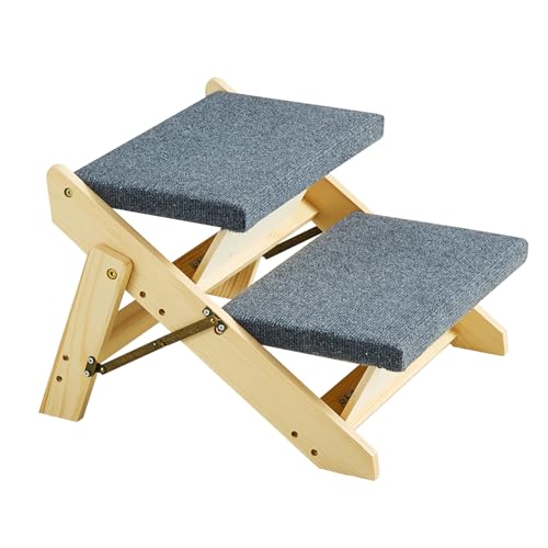 VEVOR Holz-Haustiertreppe/Haustierstufen, 2-in-1 faltbare Hundetreppe aus Holz für Betten, Sofas und Autos, Hundetreppe und Rampe mit 2 Stufen für kleine, mittelgroße und große Haustiere, bis zu 50 kg