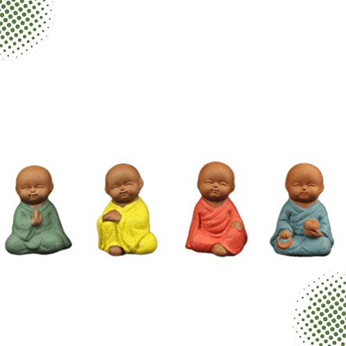 Milisten 4 Pcs Pequenas Figuras de Monge Pequena Estátua de Monge Buda Decorações Zen Figura Jardim