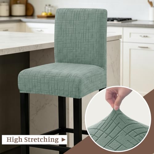 Image of FUANGUI Bar Stool Covers Set of 2, Stretch Bar Stool Seat Covers | Washable Removable Bar Chair Covers with Backs Slipcovers, Bar Chair Covers Square for Kitchen Dining Room Cafe
