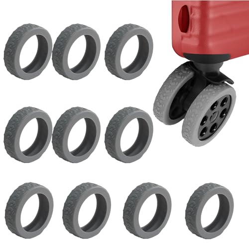 [TIPGOUP] キャスターカバー スーツケース キャリーケース 改良 車輪カバー タイヤカバー ラゲッジホイール保護カバー 10個セット シリコン 説明書付き グレー