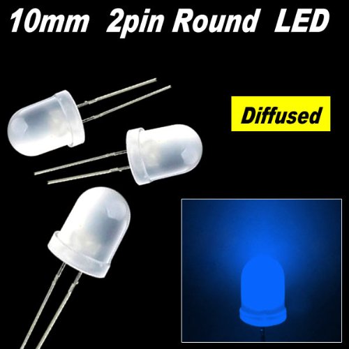 50pcs x Blue 10mm Round Diffused LED Light 2pin 10mm Diffused LED (Blue)