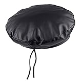 moonsix PU Leather Beret Hat for Women, Beanie Hat Army Military Color Winter hat Adjustable, Black