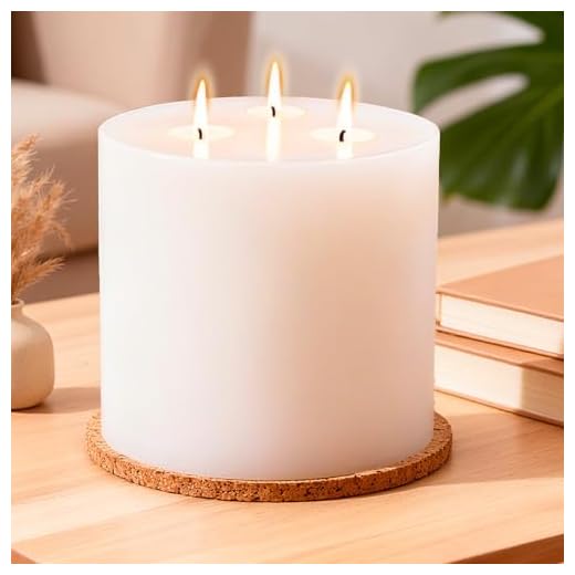 Extra Large Pillar Candles 3-Wick Unscented White Emergency Candles Pillar Candle 175 Hours Long Burning Candle 6" x 6" Dripless Smokeless Dinner Candles for Home Party