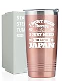 Onebttl Japanese Gifts for Men Women, Japanese Themed Travel Gifts for Friends, 20oz Stainless Steel Insulated Tumbler with Lid and Straw - Go To Japan