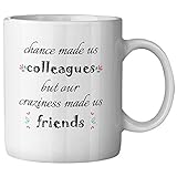 Funny Coworker Mug Chance Made Us Colleagues But Our Craziness Made Us Friends Ceramic Coffee Mug Birthday Gift for Her Anniversary Present for Him Farewell Going Away Present Leaving Tea Cup 11 oz