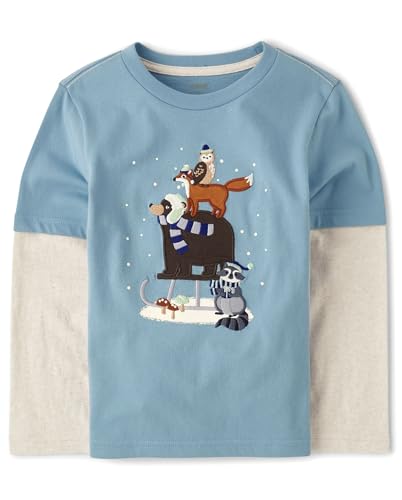 Image of Gymboree Boys and Toddler Embroidered Graphic Long Sleeve Layered T-Shirts