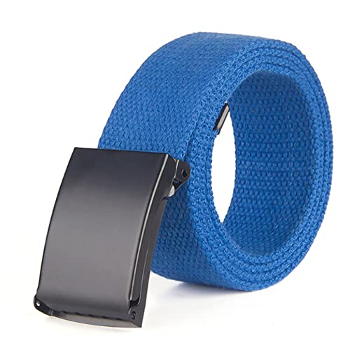 Men's Belts with Plastic Buckle Casual Canvas Belt for Work Sports and Travel(Blue)