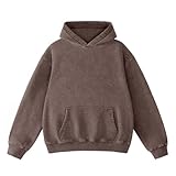Dnzzs Acid Wash Hoodie for Womens Pullover Oversized Women's Fashion Brown Hoodies & Sweatshirts Vintage Sweatshirt Heavyweight