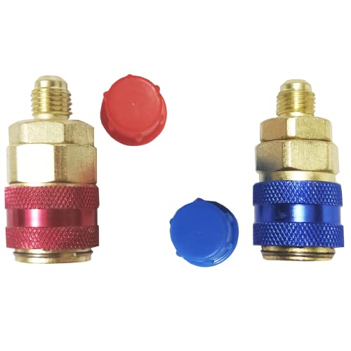 JRangelp R134a AC Quick Connectors - Replace Connector Automotive Air Conditioning Quick Coupler Low & High Conversion Adapter Fittings for R134A HVAC AC Manifold Gauge Hose Adapter