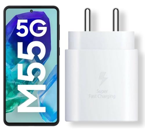 Image of 25W C-Type Super Fast Adapter Compatible with Samsung Galaxy M55 5g Super Fast Charger Adapter for S24 /S23 /S23 fe /S22 /S21 /21 fe /S20 /M14 /M33 /M13 /M35 /M05 /A14, A15 /S24 fe /A16 5g, White