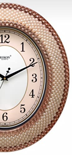 Image of Rikon Quartz Official Designer Big Size 1108 New (45 cm � 39.5 cm) Wall Clock for Home, Living Room, and Office - Made in India. (Rose Gold)
