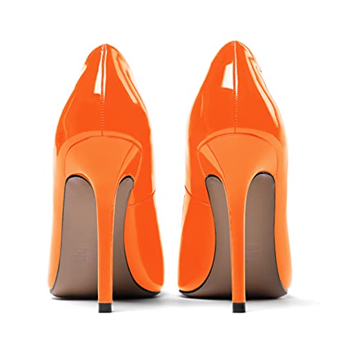 WAYDERNS Women's Pointed Toe Slip On Patent Leather Patchwork Stiletto High Heel Pumps Wedding Dress Shoes 4 Inch4