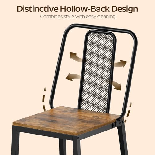 YATINEY Dining Chairs Set of 4, Wooden Kitchen Chairs, Farmhouse Dining Chairs with Back Support, for Living Room, Kitchen, Rustic Brown and Black CY01L4BRN1 - Thumbnail 4
