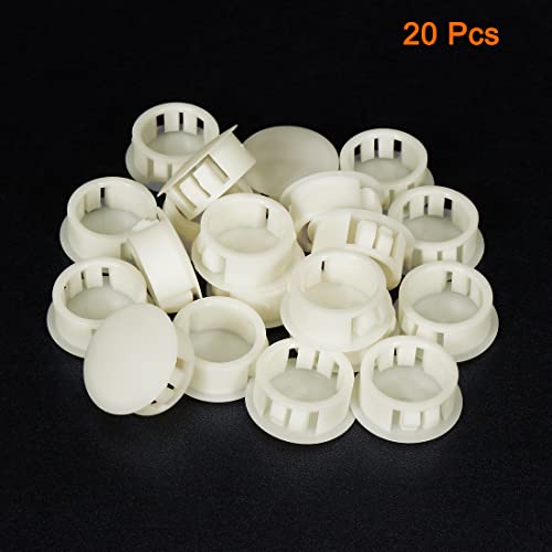 Image of uxcell Hold Plugs,20pcs 20.1mm x 10.1mm White Nylon Round Snap Locking Panel Hole Cover