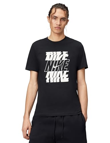 Nike Men's NSW Tee Nike Block Stack, Black/Phantom, Large